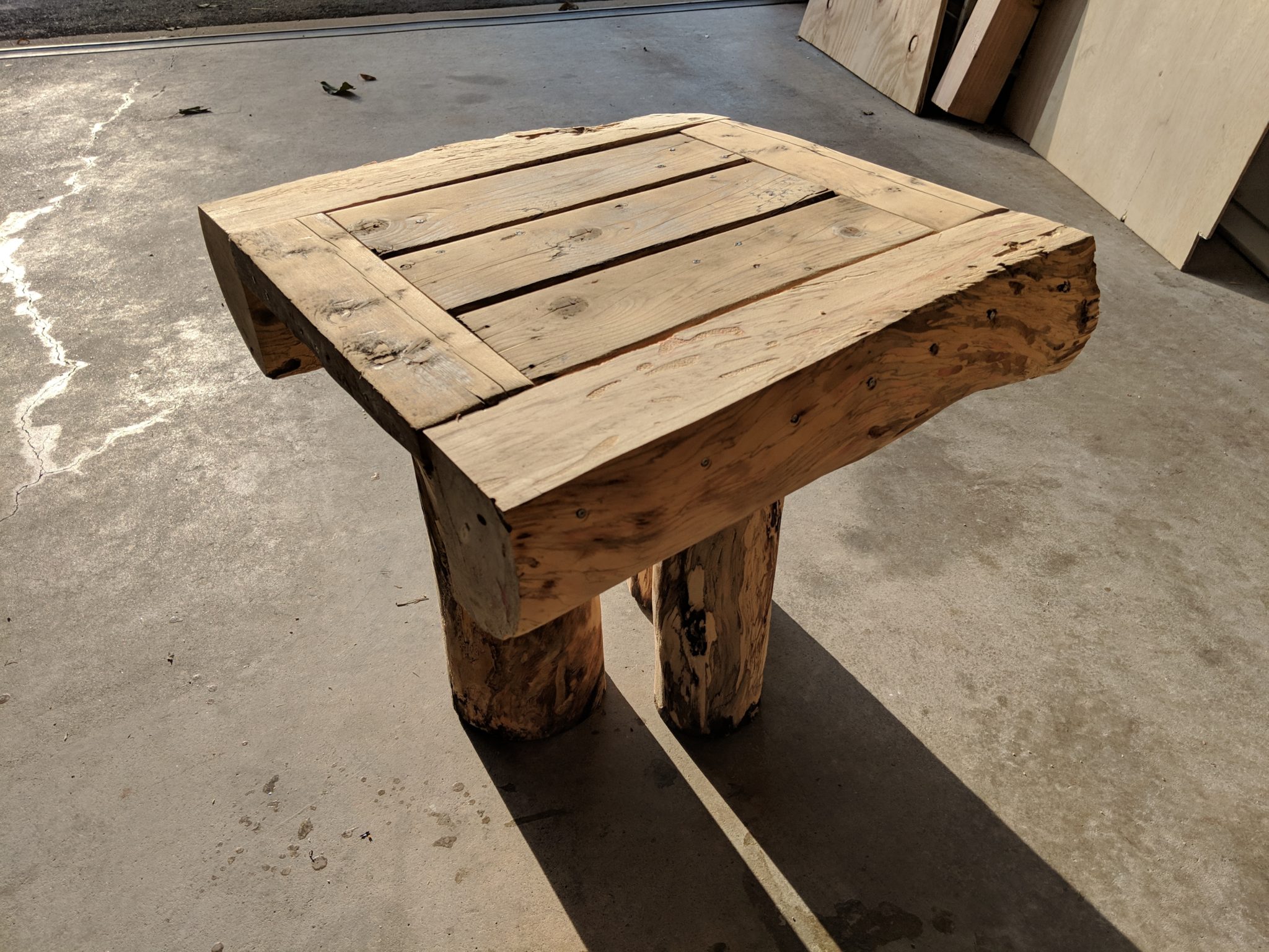 Outdoor table from scrap wood